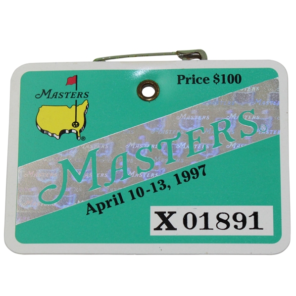 1997 Masters Tournament SERIES Badge #X01891 - Tiger Woods First Masters Win