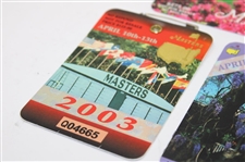 2003, 2004 & 2005 Masters Tournament SERIES Badges - Weir, Mickelson & Tiger (Nicklaus Final) Winners