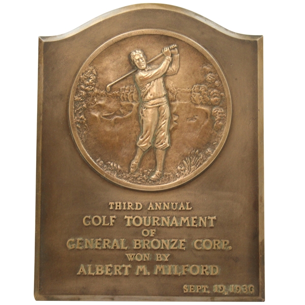 Bobby Jones On 1936 Bronze Award Plaque