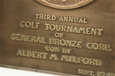 Bobby Jones On 1936 Bronze Award Plaque