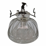Early Sterling And Cut-Glass Inkwell With Golfer Top