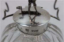 Early Sterling And Cut-Glass Inkwell With Golfer Top