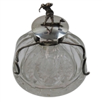 Early Sterling And Cut-Glass Inkwell With Golfer Top