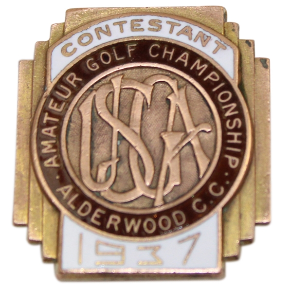 1937 US Amateur Championship at Alderwood Gc Contestant Badge - Goodman Winner