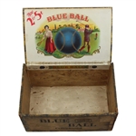Large Blue Ball Wooden Cigar Box 
