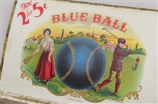 Large Blue Ball Wooden Cigar Box 