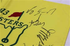 Scheffler, Spieth & Eighteen (18) Masters Champions Signed 2013 Masters Flag  JSA ALOA