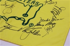 Scheffler, Spieth & Eighteen (18) Masters Champions Signed 2013 Masters Flag  JSA ALOA