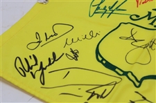 Scheffler, Spieth & Eighteen (18) Masters Champions Signed 2013 Masters Flag  JSA ALOA