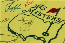 Scheffler, Spieth & Eighteen (18) Masters Champions Signed 2013 Masters Flag  JSA ALOA