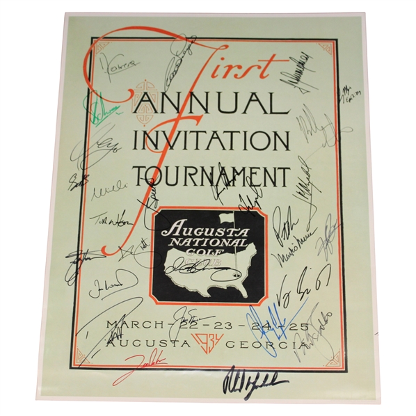 Twenty-Eight (28) Masters Winners Signed Masters Poster JSA ALOA