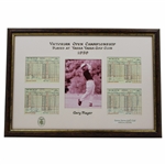 Gary Player 1959 Victorian Open Championship at Yarra Yarra GC in Melbourne, Australia Facsimile Scorecard Display - Framed