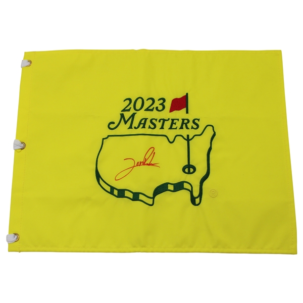 Jon Rahm Signed 2023 Masters Tournament Embroidered Flag JSA ALOA