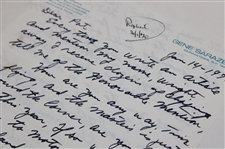 Gene Sarazen Signed 1970 Hand Written Letter To Pat Ward-Thomas About Champs Dinner JSA ALOA