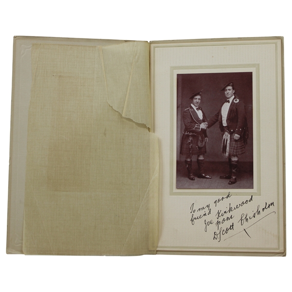 D. Scott Chisholm Signed Golfers In Scottish Regalia Black & White Matted Photo to Joe Kirkwood