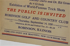 September 14 1950 Joe Kirkwood & David Lodge Vs Stanley Dartz & Ed Greer Super Golf Exhibition Poster
