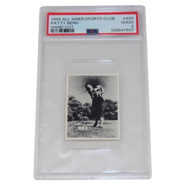 1955 All Amer Sports Club Patty Berg Hand Cut Card #489 PSA Good 2