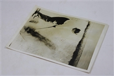 1941 Bobby Jones 'The Old Master Blasts One Out' Ryder Cup Challenge Match Wire Photo