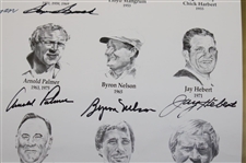Hogan, Palmer, Nicklaus & Twelve (12) other Ryder Cup Captains Signed Poster JSA ALOA