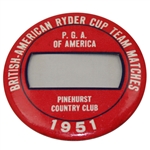 1951 Ryder Cup Team Matches at Pinehurst Country Club Badge