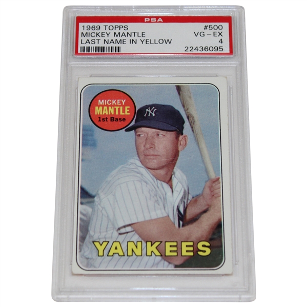 1969 Topps #500 Mickey Mantle Last Name In Yellow Card PSA VG-EX 4 #22436095