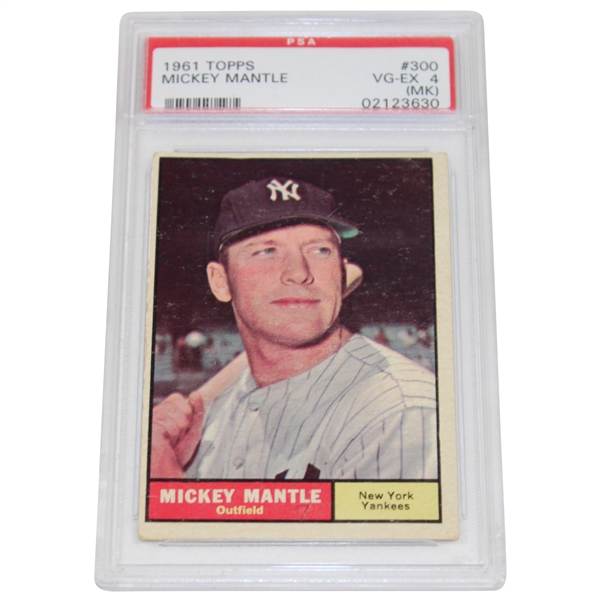 1961 Topps #300 Mickey Mantle Card PSA VG-EX 4 #02123630