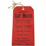 1931 Armour & Hagen vs Platt & Gunn, Jr. Golf Exhibition at Reading CC Match Ticket