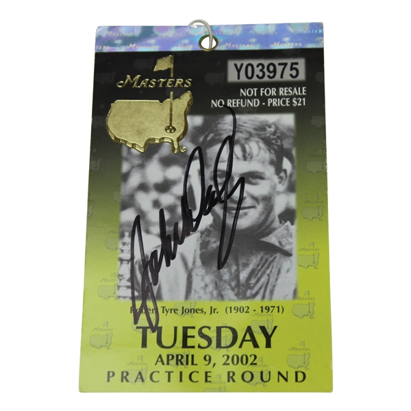 John Daly Signed 2002 Masters Tuesday Practice Round Ticket JSA #A15904