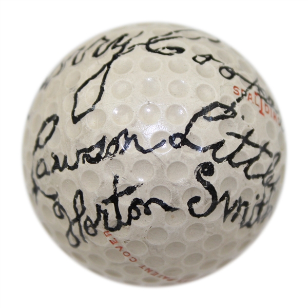 Horton Smith, Lawson Little, Jimmy Thomson, & Harry Cooper Facsimile Stamped Spalding Golf Ball