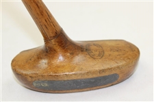 Macgregor Early Wood Shaft Mallet Putter With Heavy Brass Face & Shaft Stamp