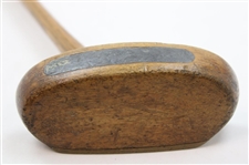 Macgregor Early Wood Shaft Mallet Putter With Heavy Brass Face & Shaft Stamp