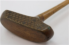 Macgregor Early Wood Shaft Mallet Putter With Heavy Brass Face & Shaft Stamp
