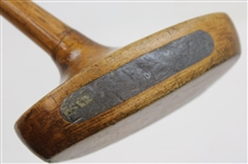 Macgregor Early Wood Shaft Mallet Putter With Heavy Brass Face & Shaft Stamp