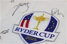 Scheffler & Six (6) other Team USA Signed 2025 Ryder Cup at Bethpage Black Flag JSA ALOA