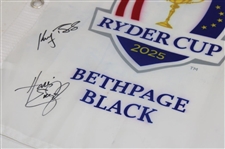 Scheffler & Six (6) other Team USA Signed 2025 Ryder Cup at Bethpage Black Flag JSA ALOA