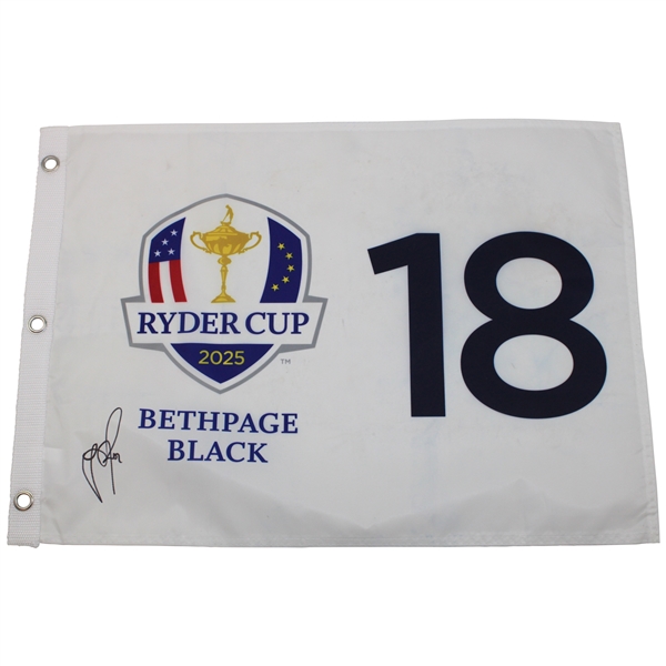 Team Europes Justin Rose Signed 2025 Ryder Cup at Bethpage Black Flag JSA ALOA