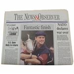 Payne Stewart Fantastic Finish News & Observer Newspaper Full Monday June 21, 1999 Newspaper