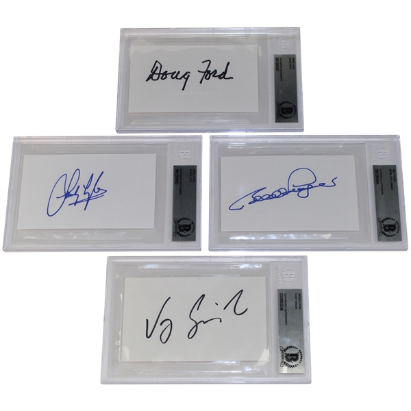 Doug Ford, Sandy Lyle, & Vijay Singh & Bernhard Langer Signed Index Cards - All Beckett Authentic