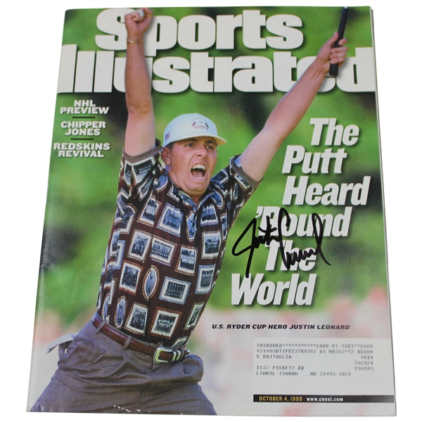Justin Leonard Signed October 1999 Sports Illustrated Magazine JSA ALOA