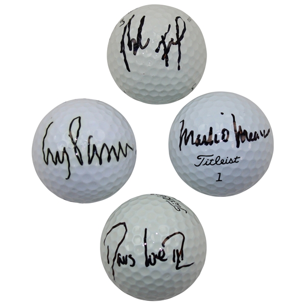 Mark OMeara, Corey Pavin, Davis Love III & Brad Faxon Signed Golf Balls JSA ALOA