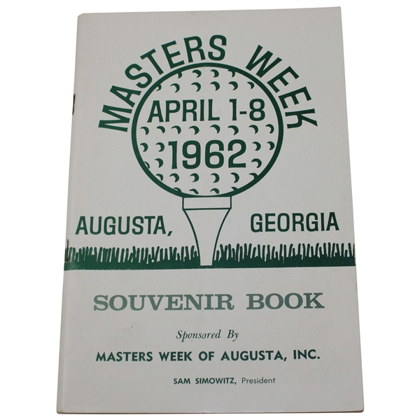 1962 Masters Week Souvenir Booklet - Arnold Palmers 3rd Masters Win
