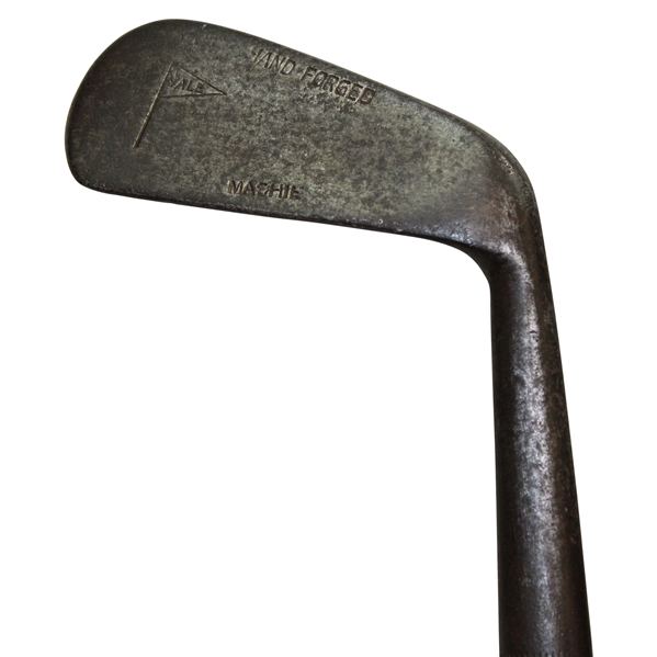 Mashie Iron Circa 1925 Wood Shaft Yale Flag On Back Of Blade
