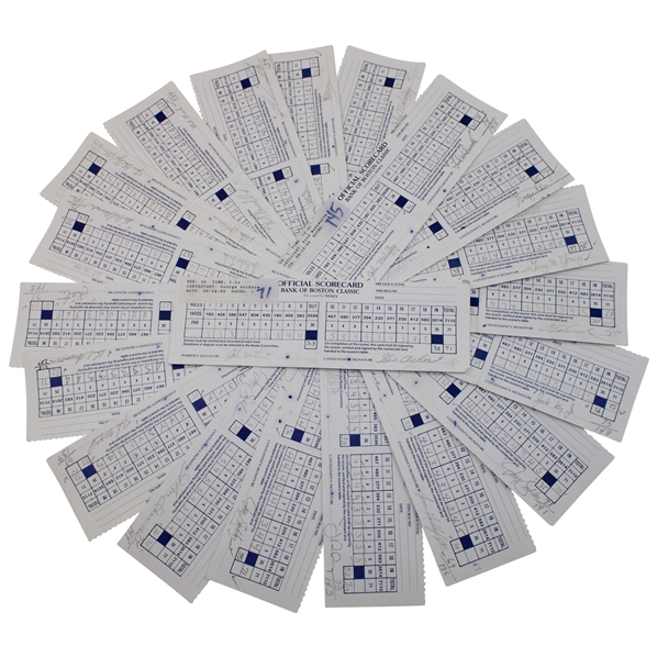 Twenty (20) 1989 Bank of Boston Classic Official Tournament Used Scorecards - 40 Signatures!