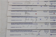 Twenty (20) 1989 Bank of Boston Classic Official Tournament Used Scorecards - 40 Signatures!