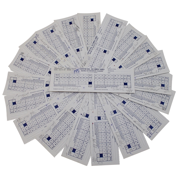 Twenty (20) 1989 Bank of Boston Classic Official Tournament Used Scorecards - 40 Signatures!