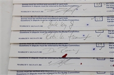 Twenty (20) 1989 Bank of Boston Classic Official Tournament Used Scorecards - 40 Signatures!