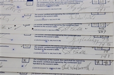 Twenty-Three (23) 1989 Bank of Boston Classic Official Tournament Used Scorecards - Over 40 Signatures!