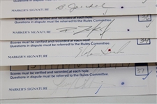 Twenty-Three (23) 1989 Bank of Boston Classic Official Tournament Used Scorecards - Over 40 Signatures!