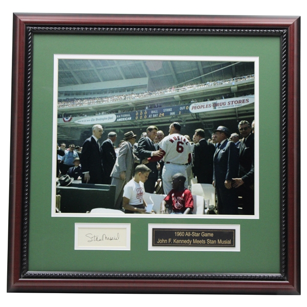 MLB Hall of Fame Stan Musial Signed 16x20 Photo With JFK At 1960 All Star Game JSA ALOA