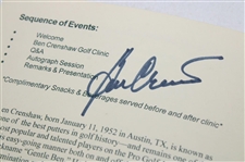 Ben Crenshaw Signed 2006 Ben Crenshaw Golf Clinic at Gordon Lakes GC Pamphlet JSA ALOA